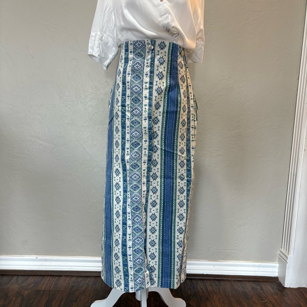 ❤️ Vintage KAYO of California Wrap Skirt – Southwest/Woven Stripe – Blue & Green
